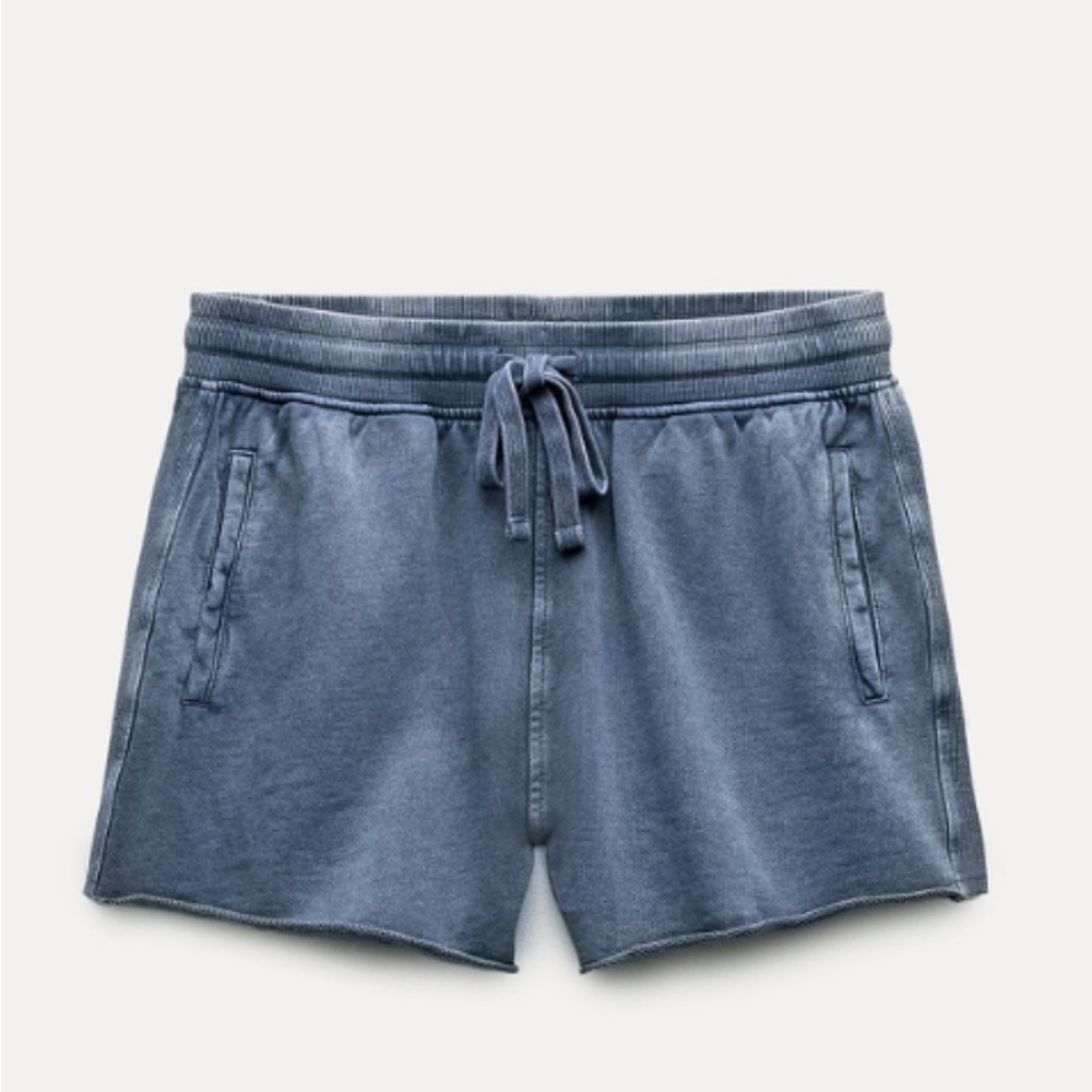 Zara Blue Athletic Shorts with Elastic Waistband